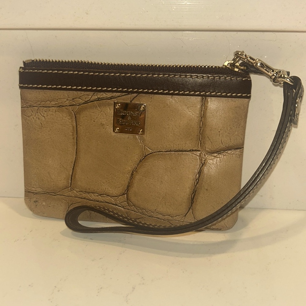 Dooney & Bourke Croc Embossed Leather Wristlet Coin Purse
